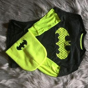 New Boys Batman Long Sleeve T-Shirt Hat Set Black